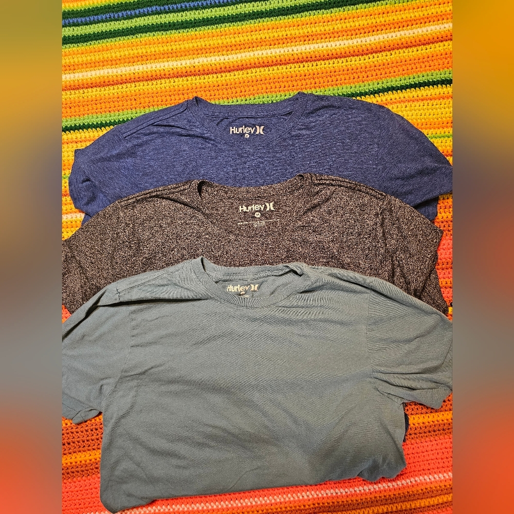 Hurley Men's Short Sleeve T-Shirt Trio - Navy, Charcoal, Light Blue